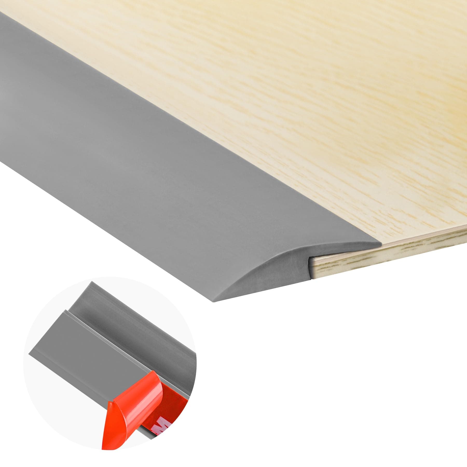 3M Carpet Floor Transition Strip Self Adhesive Edging Floor Divider Strips PVC Threshold Cover for Doors Less Than 5mm Height Grey