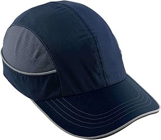 Ergodyne Safety Bump Cap, Baseball Hat Style, Comfortable Head Protection, Long Brim, Skullerz 8950, Navy Blue, Long