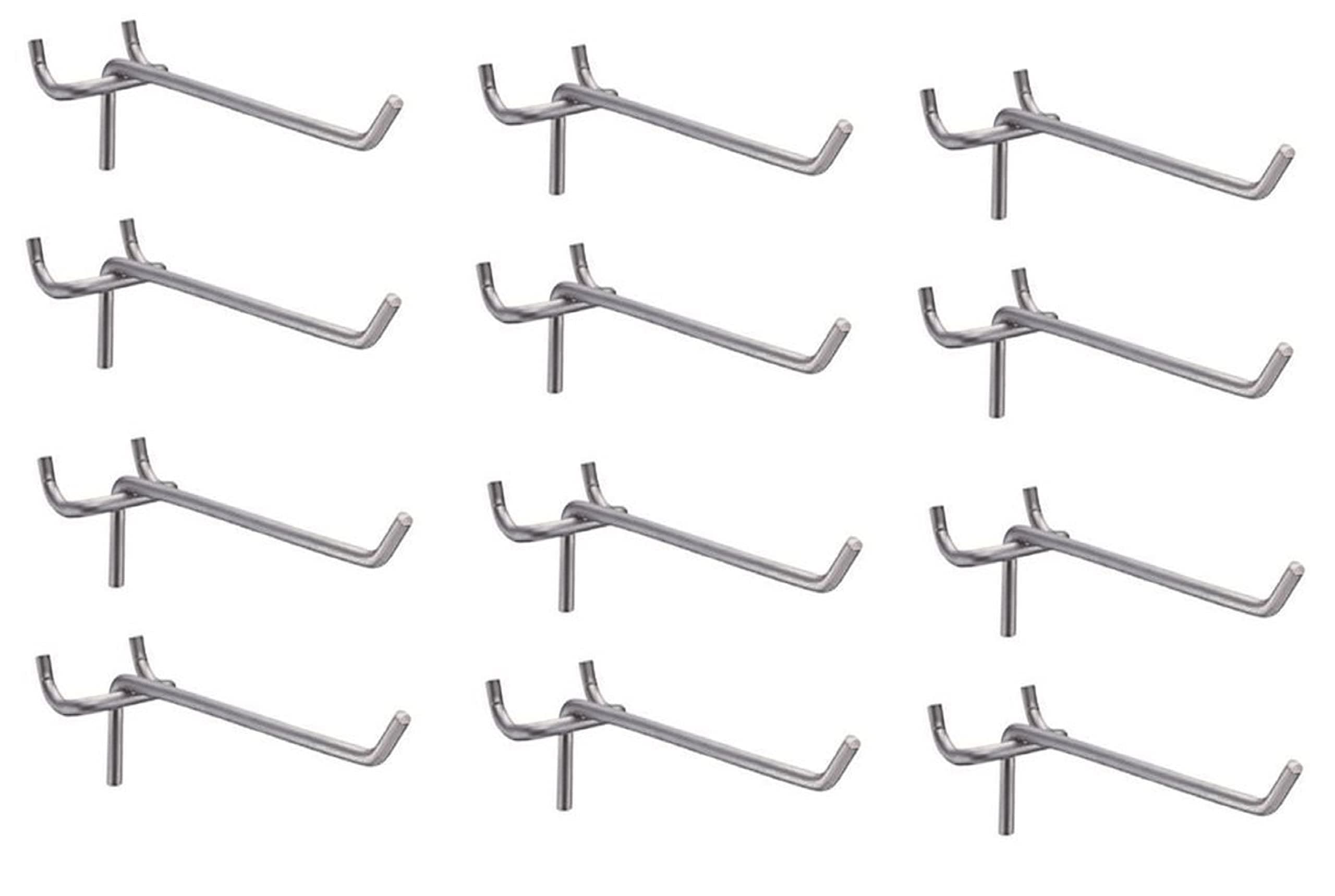 Q1 Beads 12 Pack 4" Heavy Duty Peg Hooks for 1� Spaced Pegboards, Utility Hooks for Wall Organizing in Home or Garage (Chrome, 4 inch, 12 Pcs)
