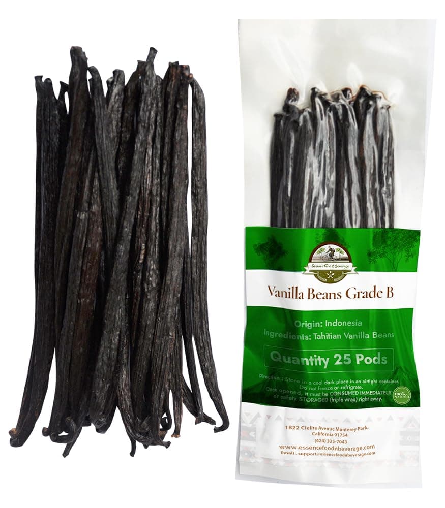 12 Aromatic Tahitian Vanilla Beans for Making Vanilla Extract, Whole Vanilla Beans Extract Grade 5-5.5 inches, Perfect For Homemade, baking and cooking (12 Beans)