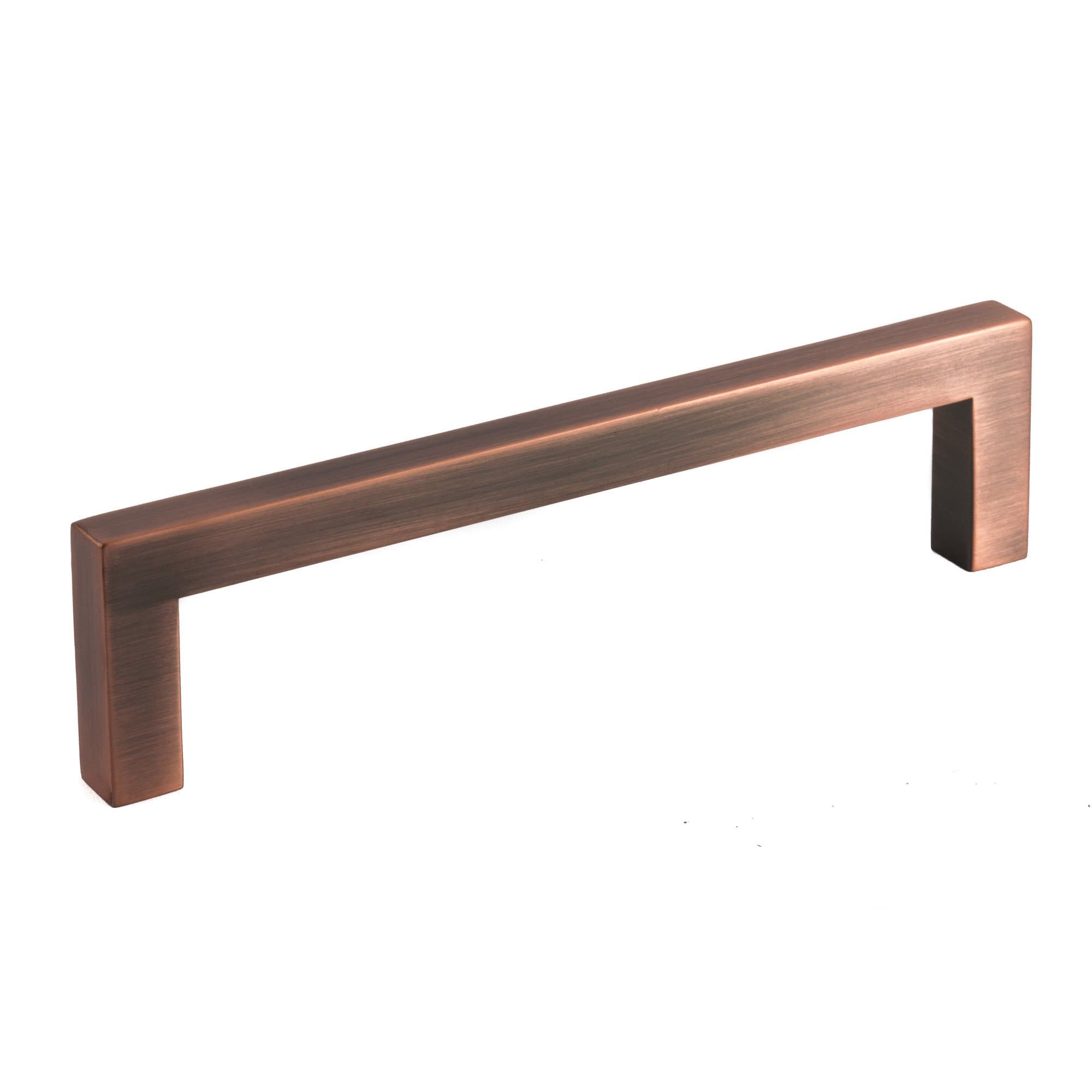 Square Bar Pull Modern Cabinet Handle Antique Copper Solid Zinc 9mm 5" Hole Spacing