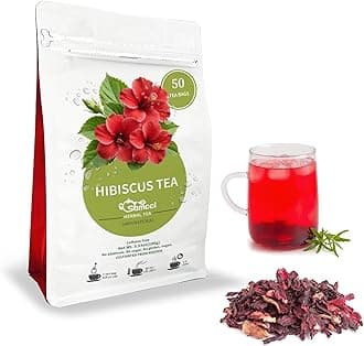 Hibiscus Tea Bags, 50 Teabags - Premium dried hibiscus flower for tea - flor de jamaica natural - Non-GMO - Caffeine-free - Rich in Antioxidants & Support Digestion