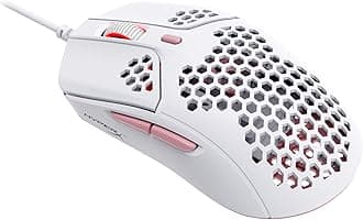 Pulsefire Haste – Gaming Mouse – Ultra-Lightweight, 60g, Honeycomb Shell, Hex Design, HyperFlex USB Cable, Up to 16000 DPI, 6 Programmable Buttons - White/Pink