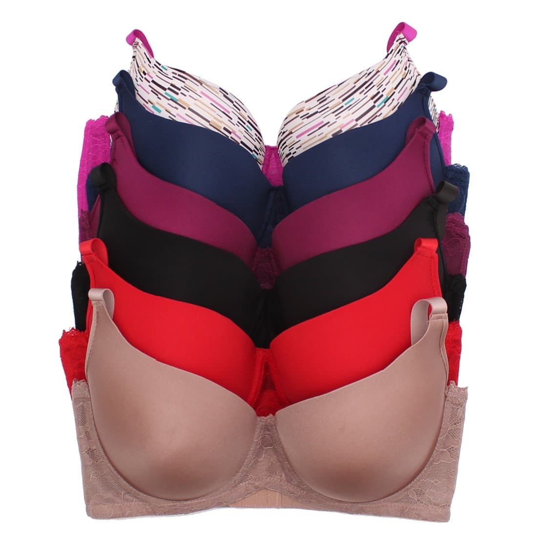 Youmita 6 Pack Lace Band D, Dd, DDD Cup Bra