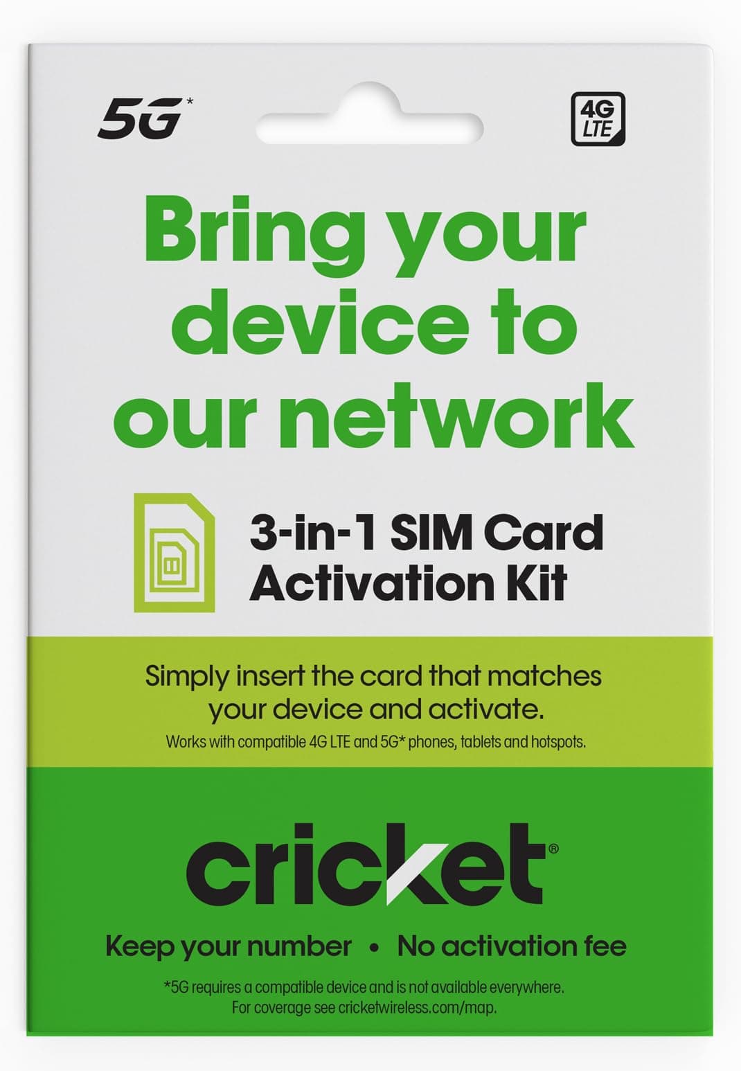 Cricket Wireless SIM Card 4G LTE, 5G, 5G+