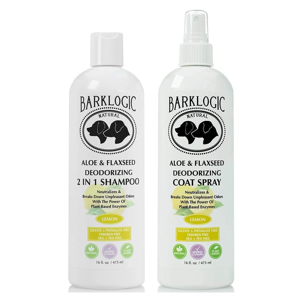 Deodorizing 2 in 1 Dog Shampoo and Coat Spray Kit - Naturally Derived Enzymes with Refreshing Lemon Essential Oil, No Sulfate Dog Deodorizing Formula for Sensitive and Dry Skin