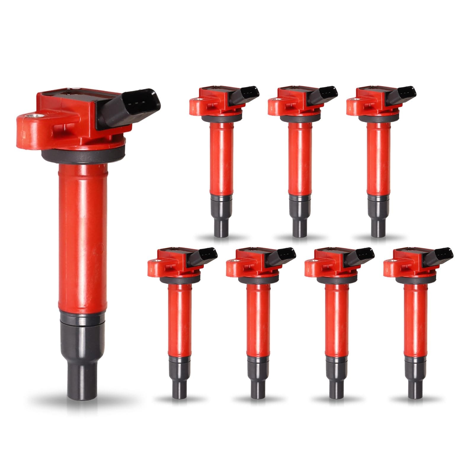 Red 8 Ignition Coil V8 4.3 4.7 2000 2001 2002 2003 2004 205 2006 2007 2008 2009 Compatible with Toyota Lexus Tundra Sequoia Land Cruiser 4Runner LX470 GX470 GS430 LS430 SC430 Coils for UF230 UF493
