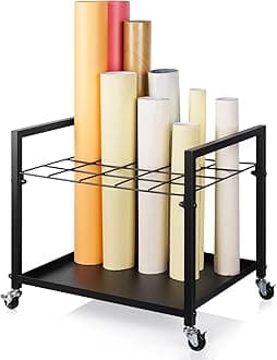 Blueprint Storage Rack Blueprint Holder Metal Blueprint Storage Cart with Wheels 20 Slots Roll File Holder for Home Office School to Storage Blueprint Poster Architectural (Black 20 Slots)