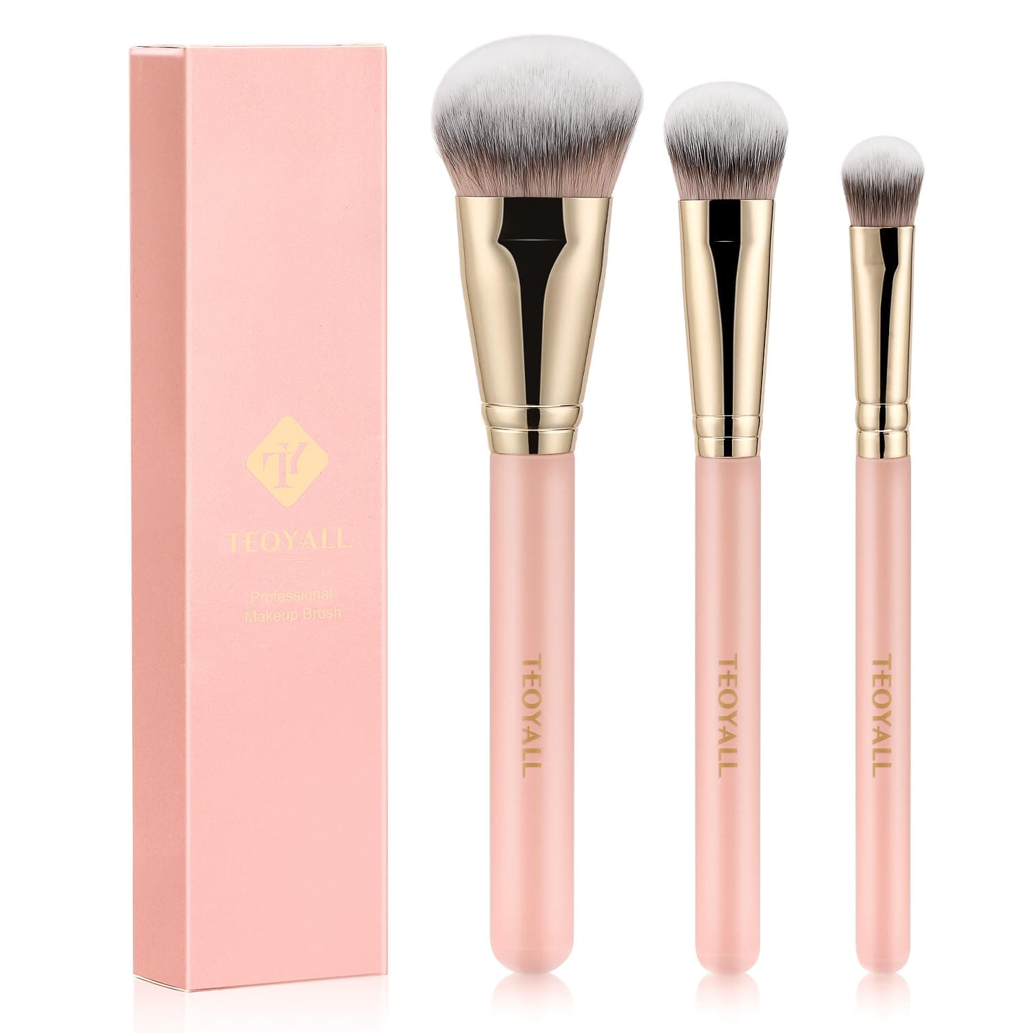 TEOYALL Flat Angled Brushes, Flawless Foundation Brush Under Eye Concealer Brush Bronzer Brush with Liquid Cream Powder