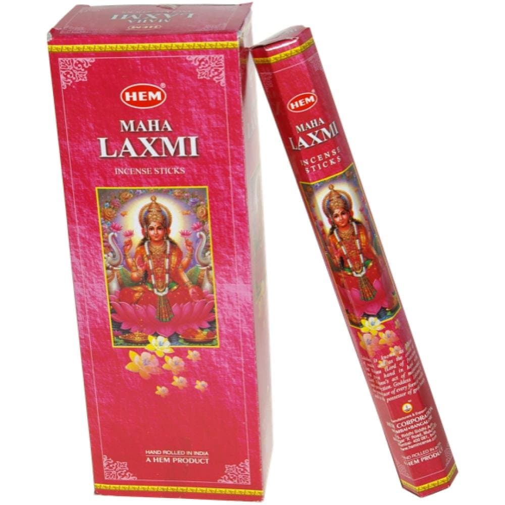 Hem Maha Laxmi Incense Sticks (120 Sticks, 6 Boxes Inside) - 9 Inches Long, 20g per Box - Calming and Uplifting, and It is Perfect for Creating A Peaceful and Relaxing Atmosphere.