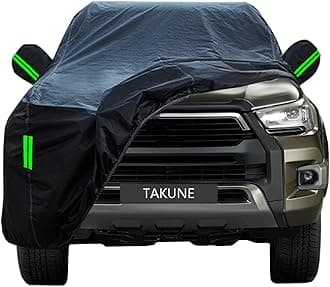 TAKUNE Car Cover For 2015-2022 Toyota Hilux Pick-up/Toyota Hilux GR Sport, Black Oxford Cloth Waterproof UV Resistant Full Car Covers