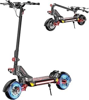 V2 5600W Dual Motor Electric Scooter for Adults, 48V26AH Lithium Battery, Up to 45MPH, 55 Miles Range, Dual Suspension, Dual Brakes, 3 Speed Modes, LCD Display – Off-Road Folding E Scooter