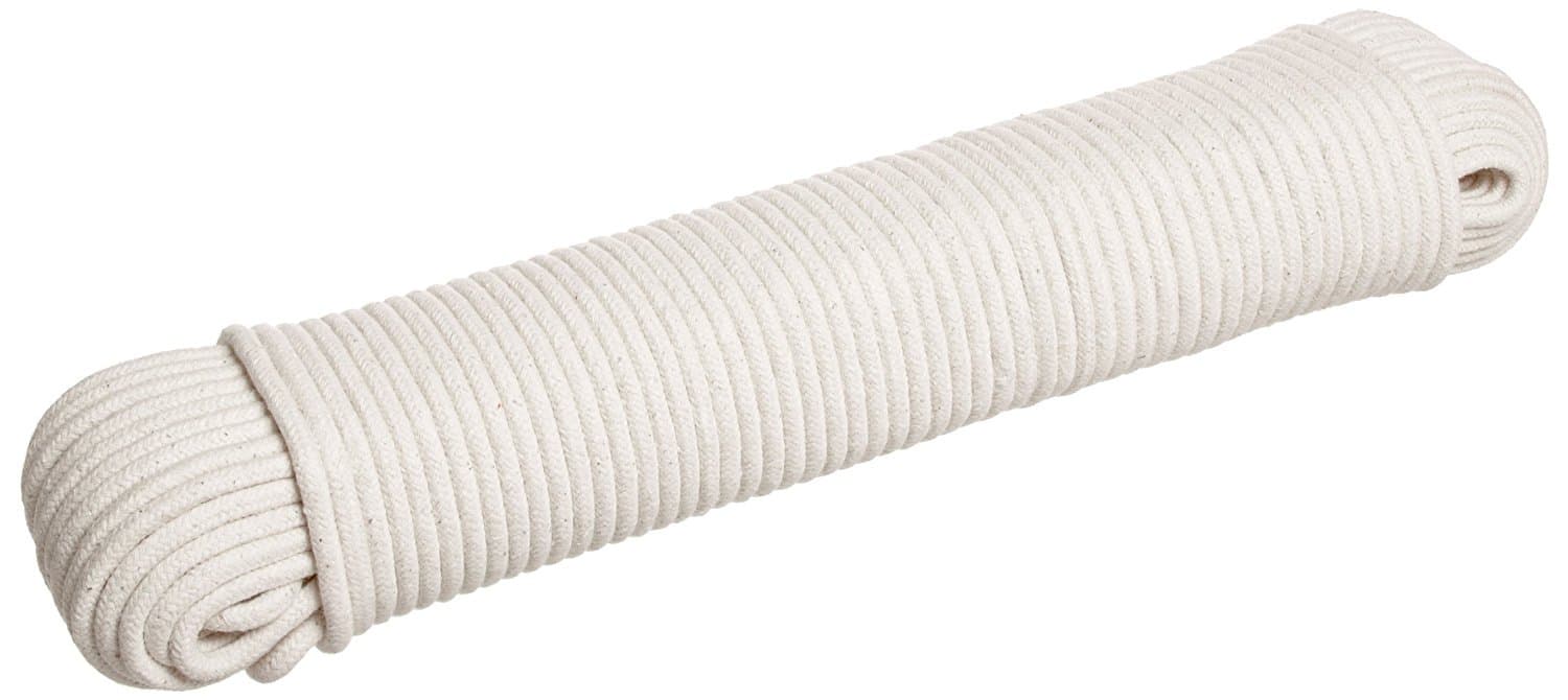 Solid Braid Cotton Clothesline Rope,1/4 Natural Cotton Rope,100 Feet Thick All-Purpose Cotton Cord for DIY Rope Basket/Mat,Wick,Watering Rope