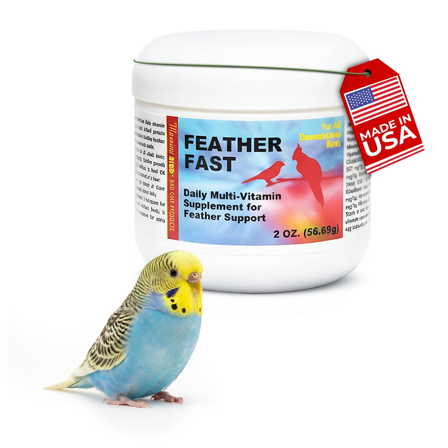 Feather Fast 2 Oz – Daily Multi-Vitamin for Growth & Molting Support – Promotes Healthy Feather Strength & Full Plumage – Supplement for All Adult Birds