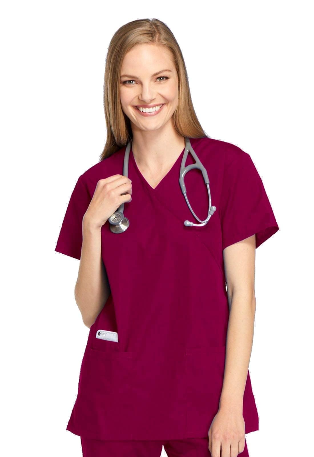 Smart Uniform Mock Wrap Top with Back Tie Scrub