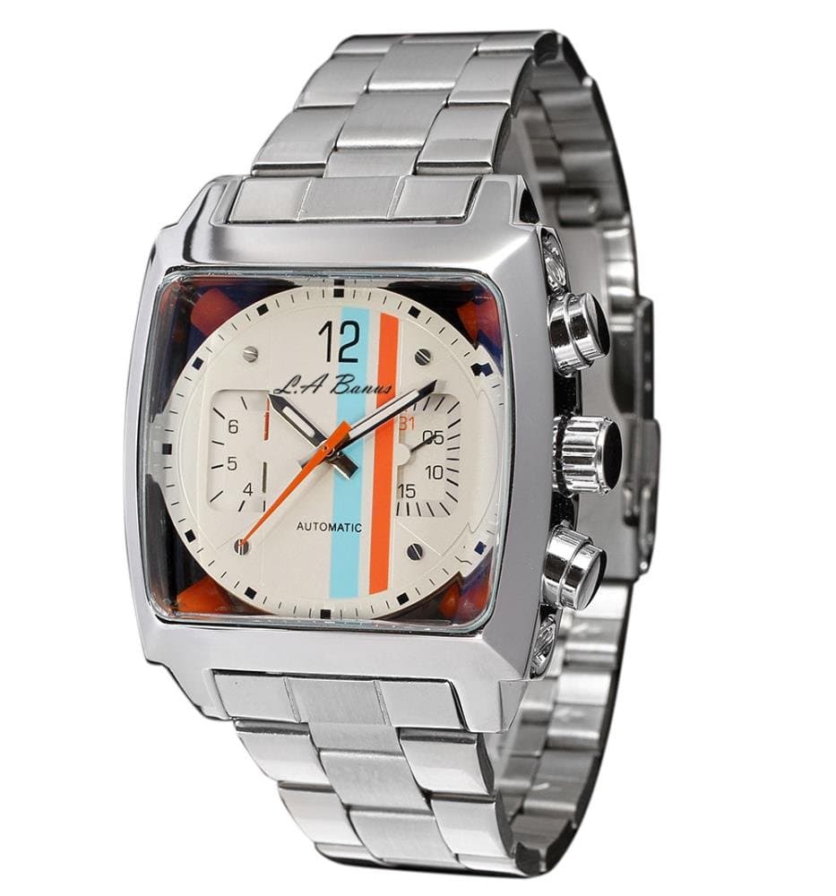 Mens Automatic LA BANUS Monaco Watch White DIAL