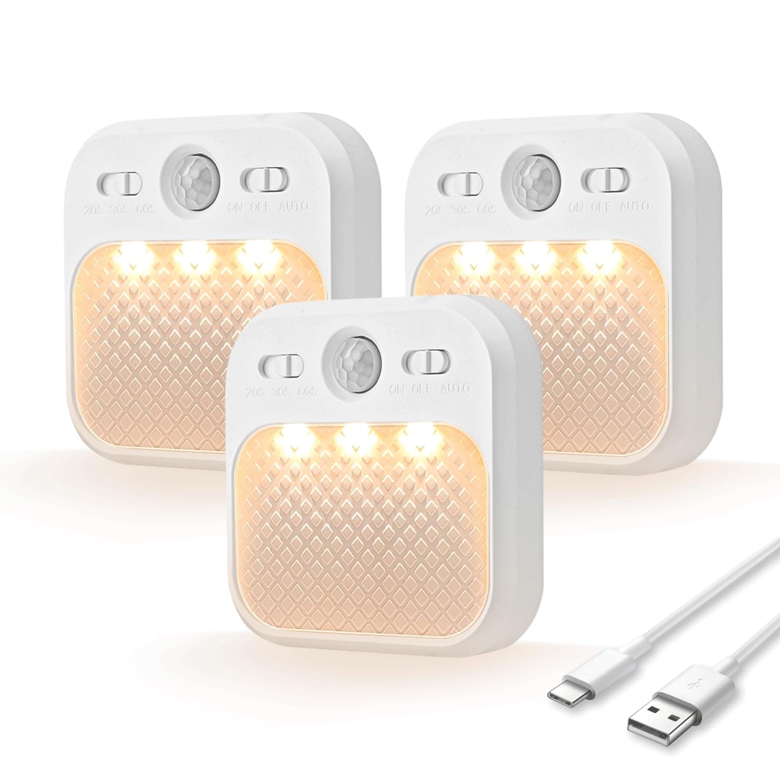 Motion Sensor Night Light, Wireless Rechargeable LED Night Light Indoor, 3 Sensor Modes&Adjustable Brightness (30days Standby), Stairs/Bedroom/Bathroom/Hallway Light for Kids, Adult [3 Pack]