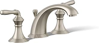 K-394-4-BN Devonshire® Widespread Bathroom Sink Faucet, Pop-Up Drain Assembly, 3-Hole Bathroom Faucets, 2-Handle, 1.2 GPM, Vibrant Brushed Nickel