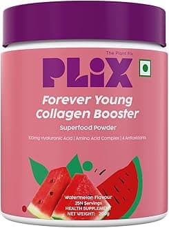 PLIX- THE PLANT FIX Collagen Booster Powder with 100mg Hyaluronic Acid | Plant-based formula | Vitamin C | No added sugar | Helps support skin health