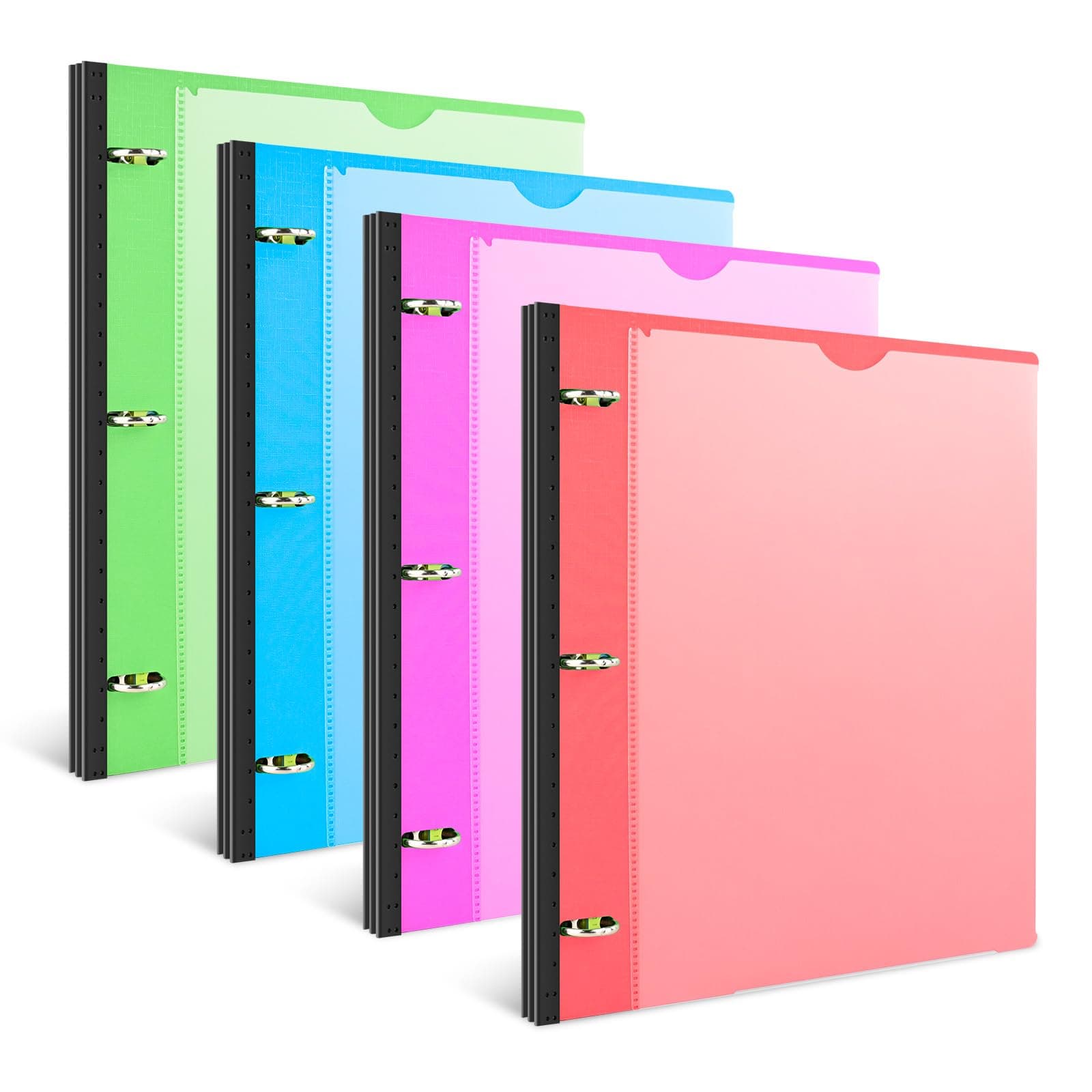 Telescoping 3 Ring Binder with Customized Front Cover- 4PCS