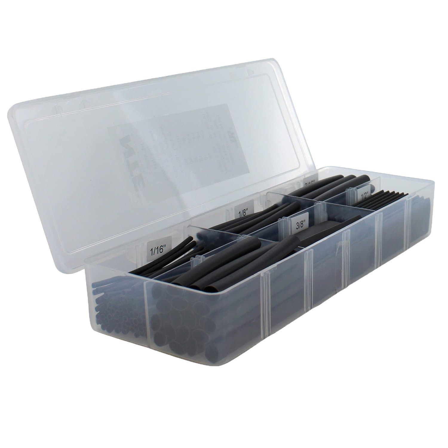 NTE ElectronicsHS-ASST-2 Thin Wall Heat Shrink Tubing Kit, Black, Assorted Dia, 2-1/2" Length, 158 Pieces