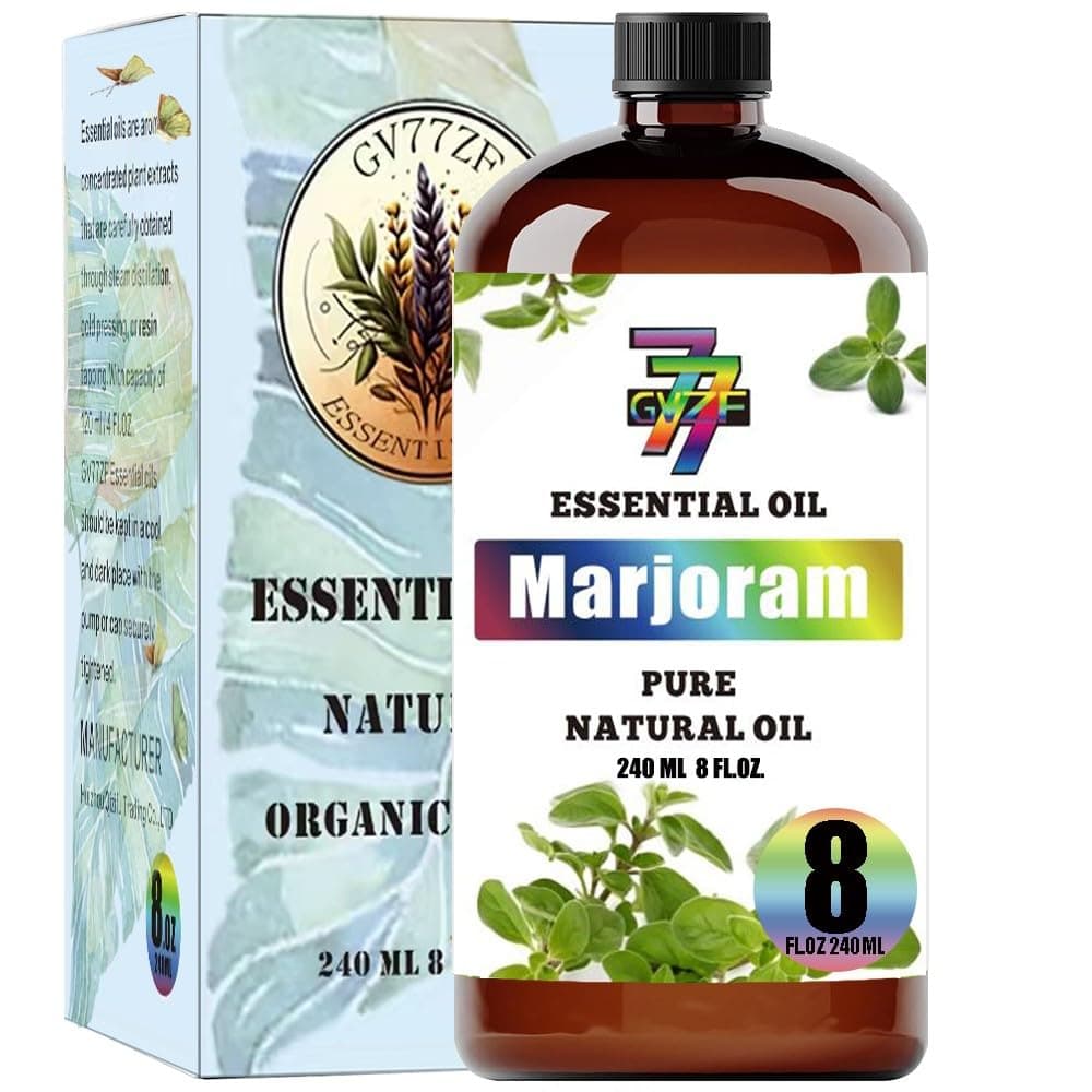 Marjoram Essential Oil - GV77ZF Marjoram Oils for Diffusers, Humidifiers, DIY Candles, Soap, Cleaning, Home, Office, Yoga, Massage, Gifts - 8 fl oz (240 ml)