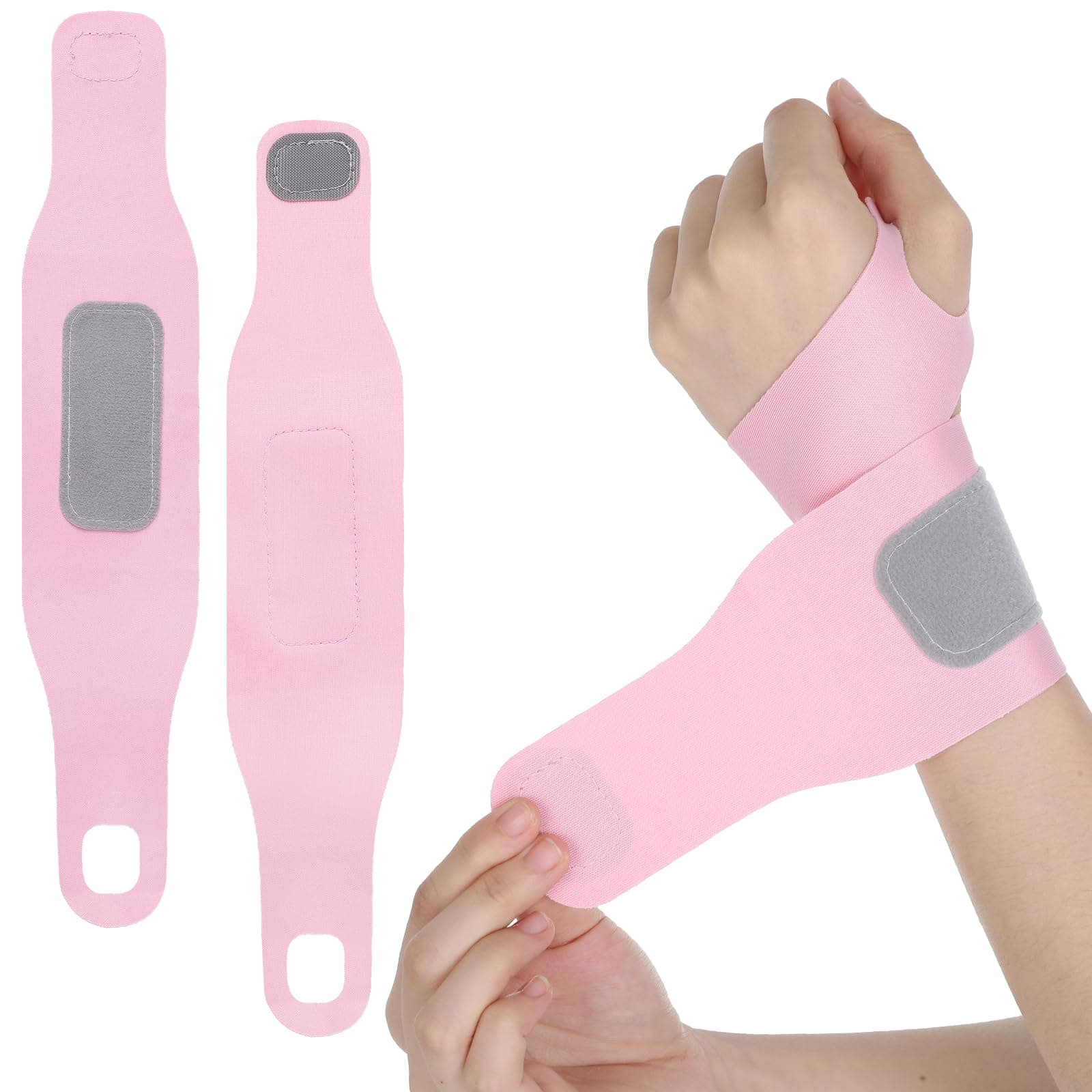 2 Pcs Wrist Support, Elastic Ulnar Wrist Brace, Ultra-Thin Carpal Tunnel Brace Left Or Right Hand For Sports Tennis Compression (Pink)