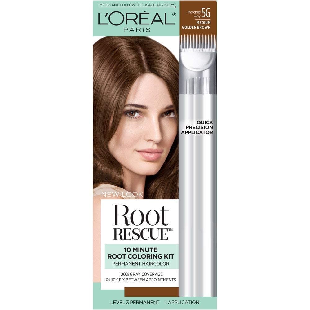 Magic Root Rescue 10 Minute Root Hair Coloring Kit, Permanent Hair Color with Quick Precision Applicator, 100 percent Gray Coverage, 5G Medium Golden Brown, 1 kit (Packaging May Vary)