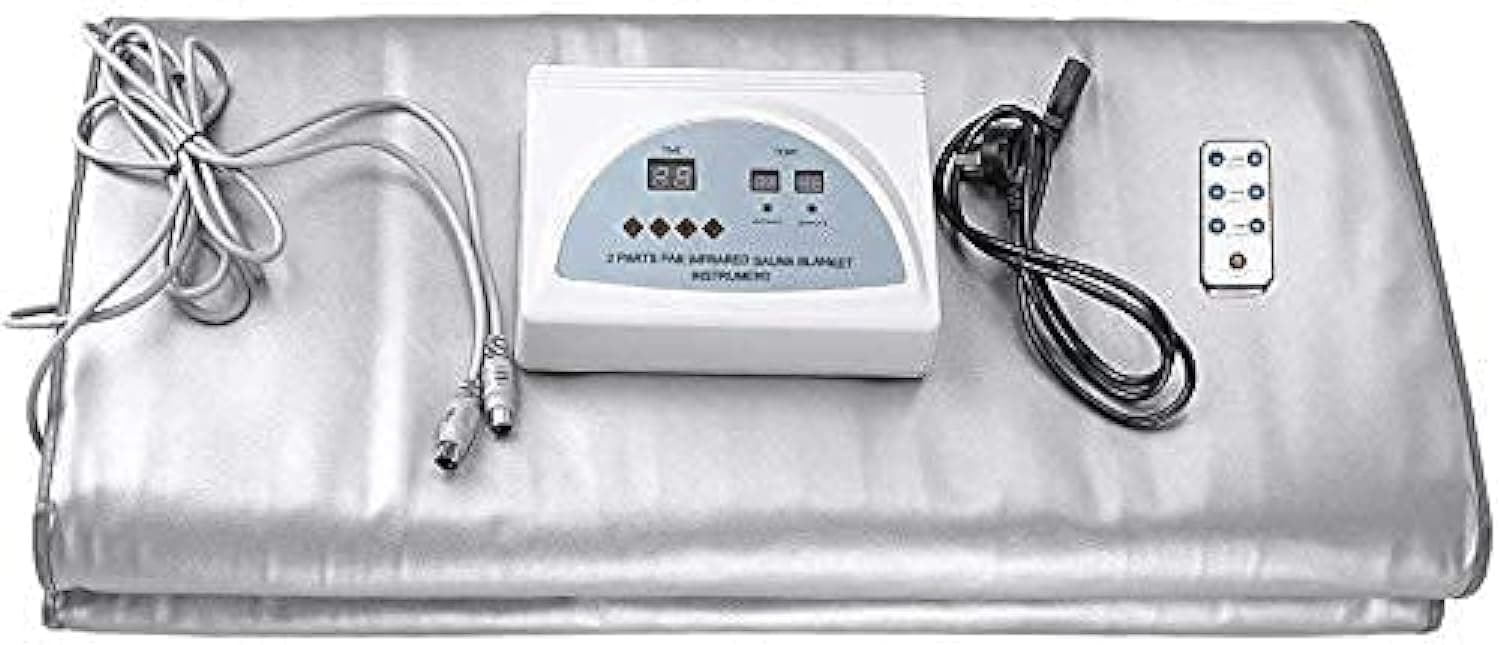 H HUKOER Far-Infrared Sauna Blanket with Remote Control (Silver)