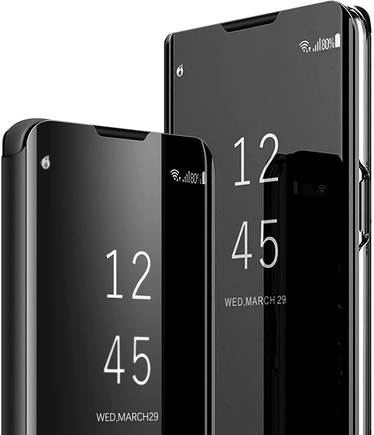 Compatible with Samsung Galaxy Note 8 Case Flip Leather Cover Clear S-View Mirror Shockproof Cover with Kickstand Anti-Scratch Protective Phone Cases Cover for Samsung Note 8