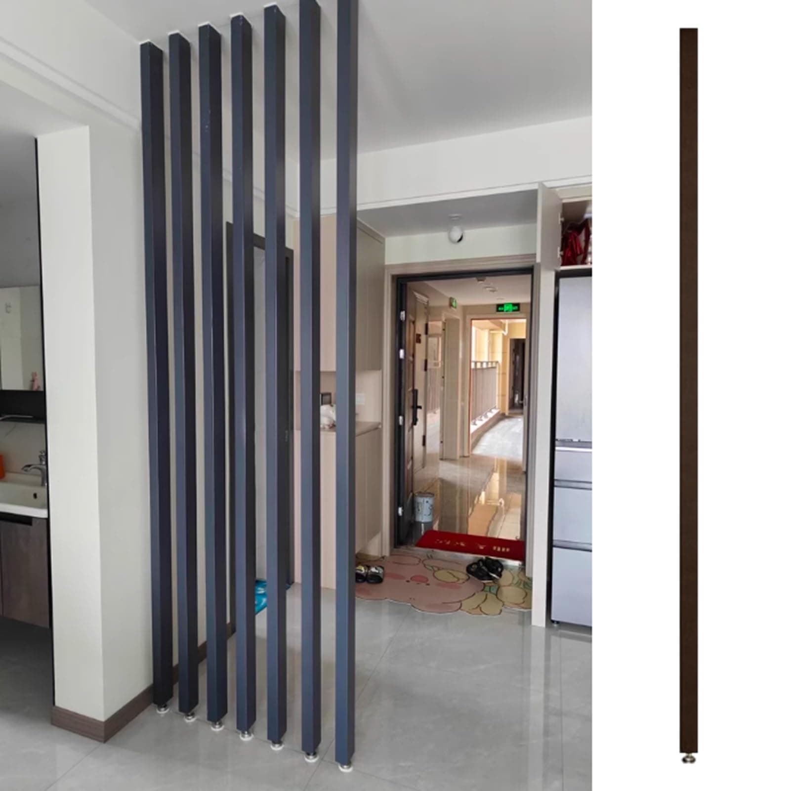 Wall Partition Room Divider Floor to Ceiling 1 Pcs / 3pcs / 5pcs Modern Decor Screen Partition Post for Apartment, Black Room Separator Wooden Slats, Customized Room Divider Columns(1 pcs,135cm/53.1in