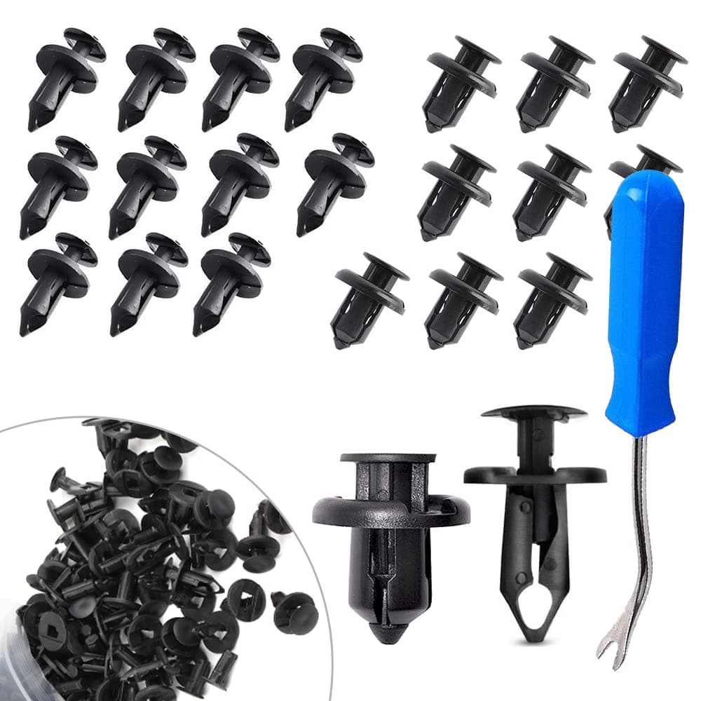 150 pcs Fender Clip,Plastic Clips for Car,Push-Type Bumper Fasteners Rivet Clips-2 Sizes Auto Clips & Fastener for Bumper Fender Clips Replacement-Fastener Removal Tool Included