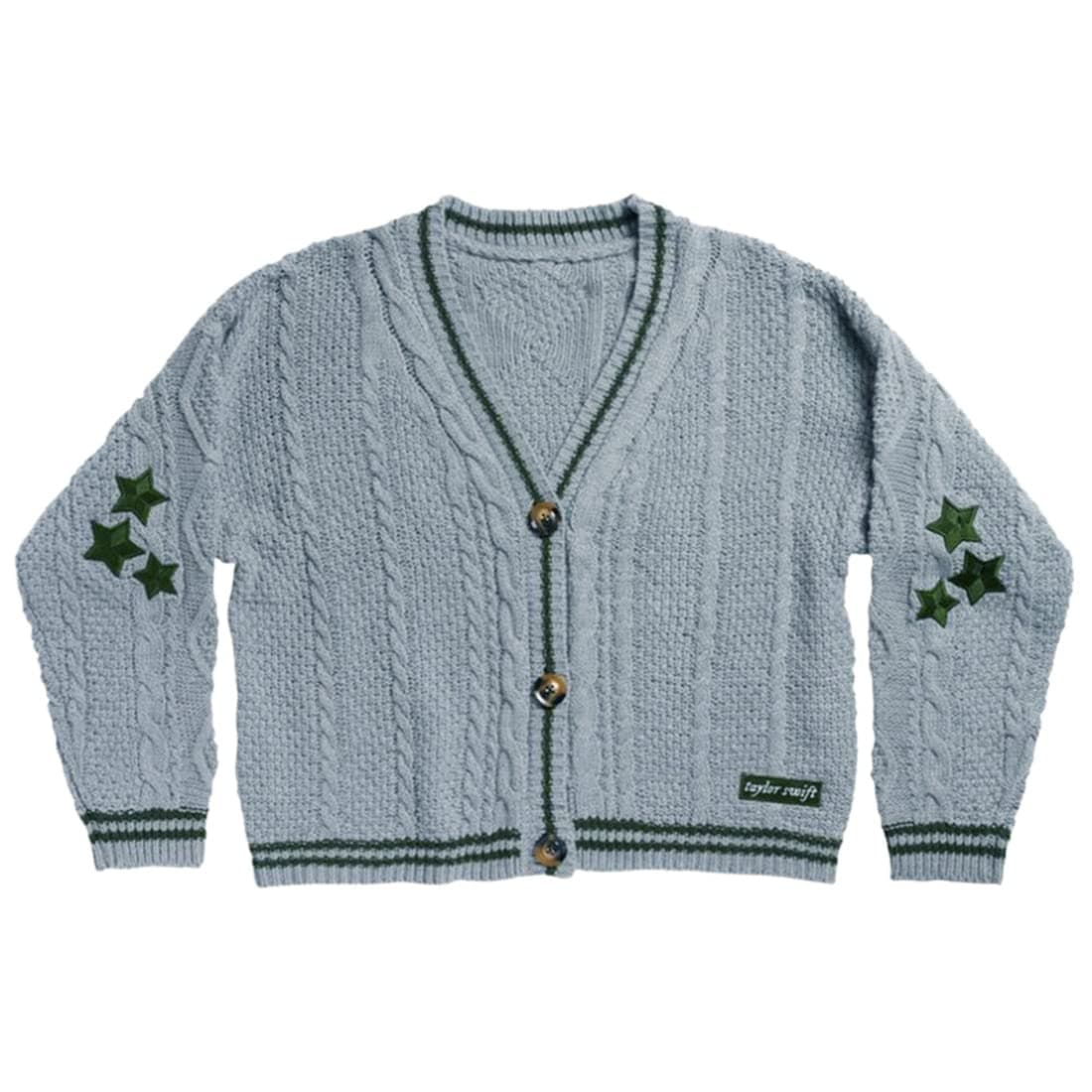 HJUTO Mildew with the same paragraph folklore Taylor knitted cardigan sweater taylor swift the cardigan(S,light blue)