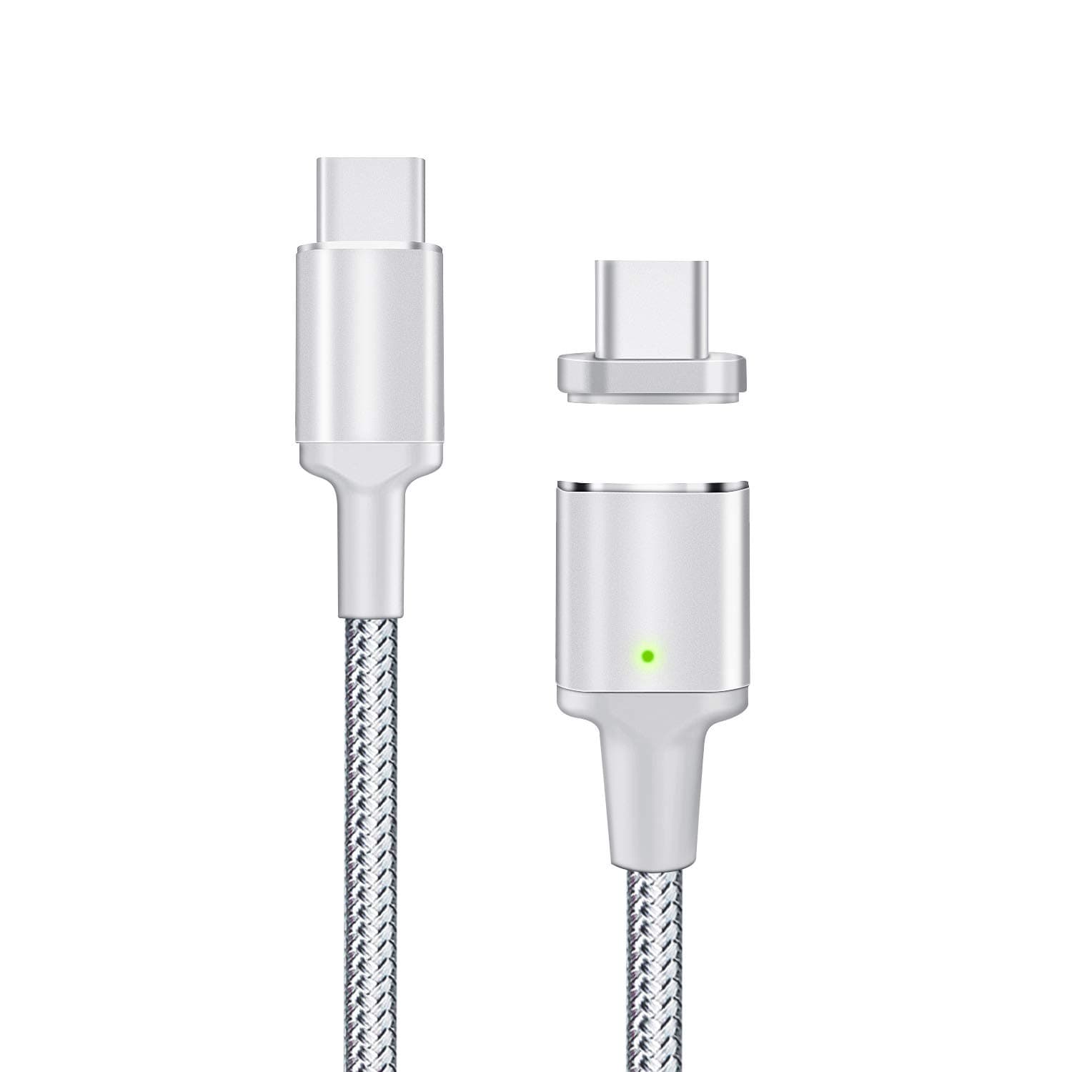 LEFON Magnetic USB C to Type C Cable Support Data Transfer, Nylon Braided PD Fast 3.1 Charging Cable Compatible with USB C Laptop/Mobile Devices (6 FT, Silver)