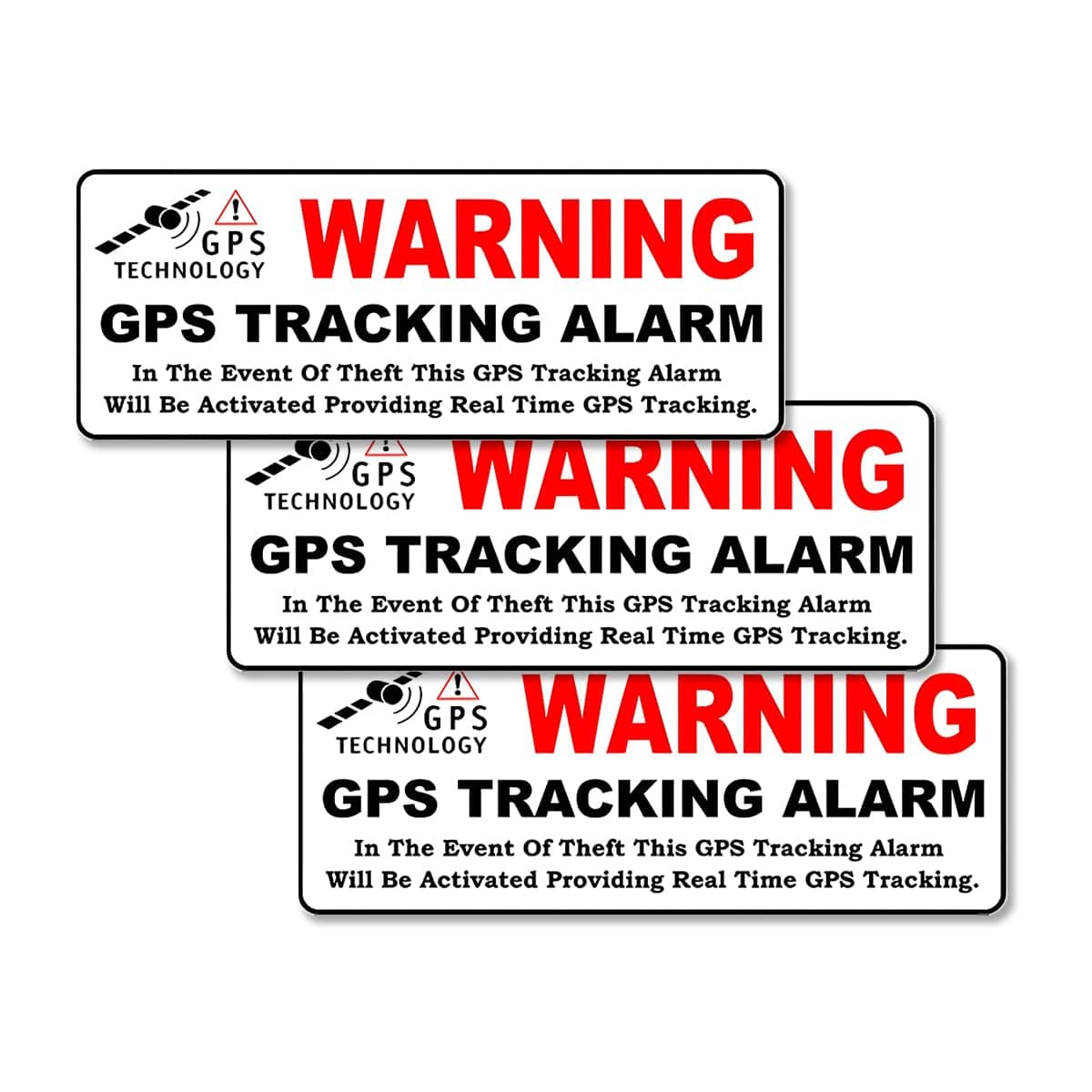 3PCS 1.6 x 4.3 Inch Warning GPS Tracking Alarm Car Stickers, Anti-Theft Waterproof Self Adhesive Vinyl Vehicle Windows Door Cling Safety Warning Decals, Universal for SUV Truck (White)