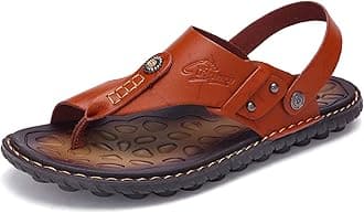 Mens Sandals Slippers Slip On Flip Flops for Men Shoes Leather Toe Ring Style Beach