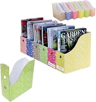 Evelots Magazine File Holder Storage Organizer W/Labels, Floral- Set of 12