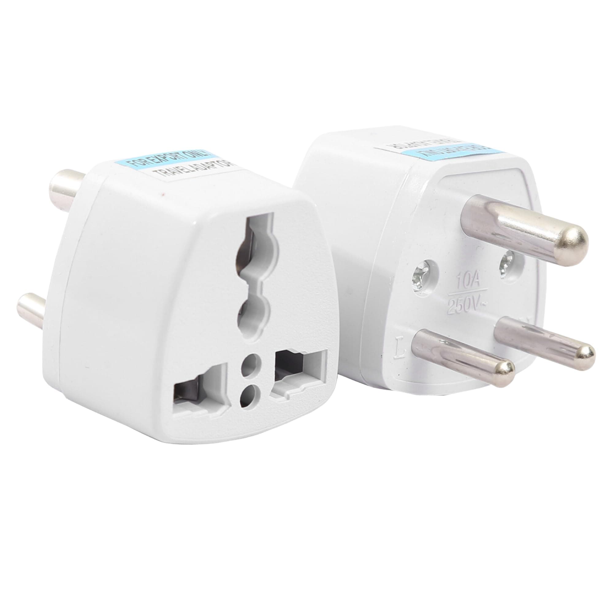 Hi-PLASST (2pc) Universal Travel Adapter Plug - Type D Converter for USA, UK, Canada, Europe to India - 3-Pin Round Socket for Laptop, Camera, Mobile Charger - Pack of 2 | Worldwide Compatibility
