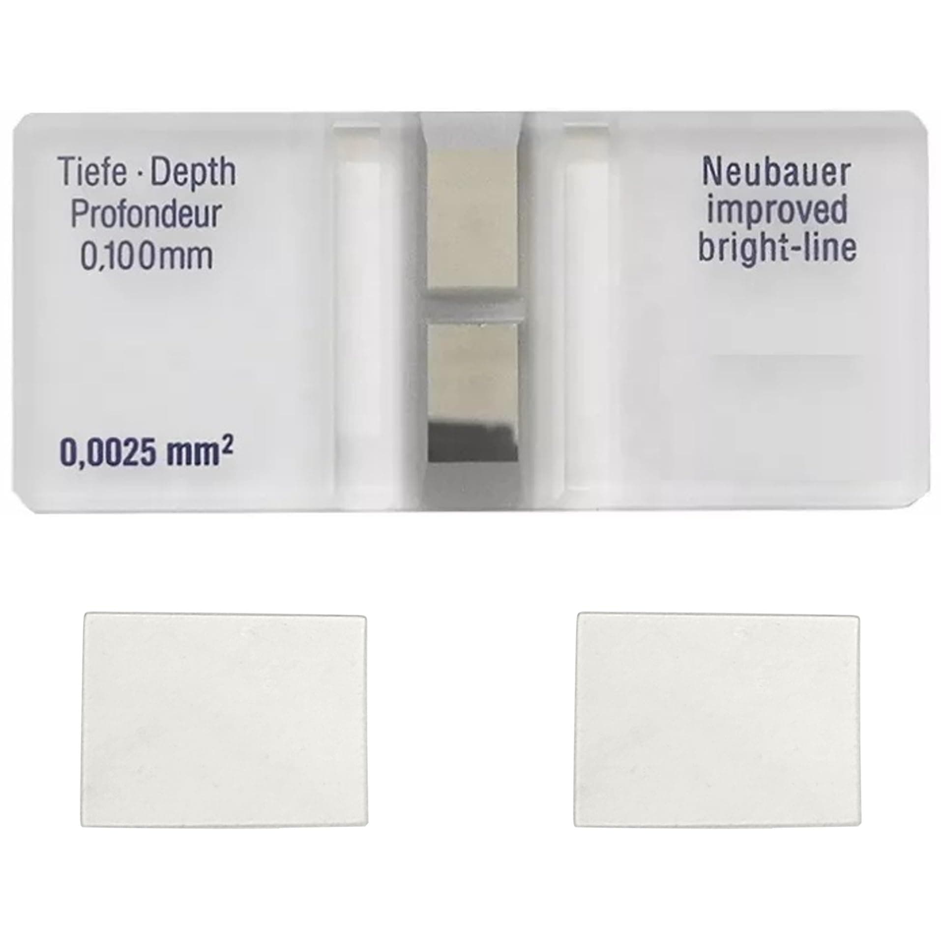 Improved Neubauer Hemocytometer, Cell Counting Chamber with Bright Line and Two Cover Glasses.