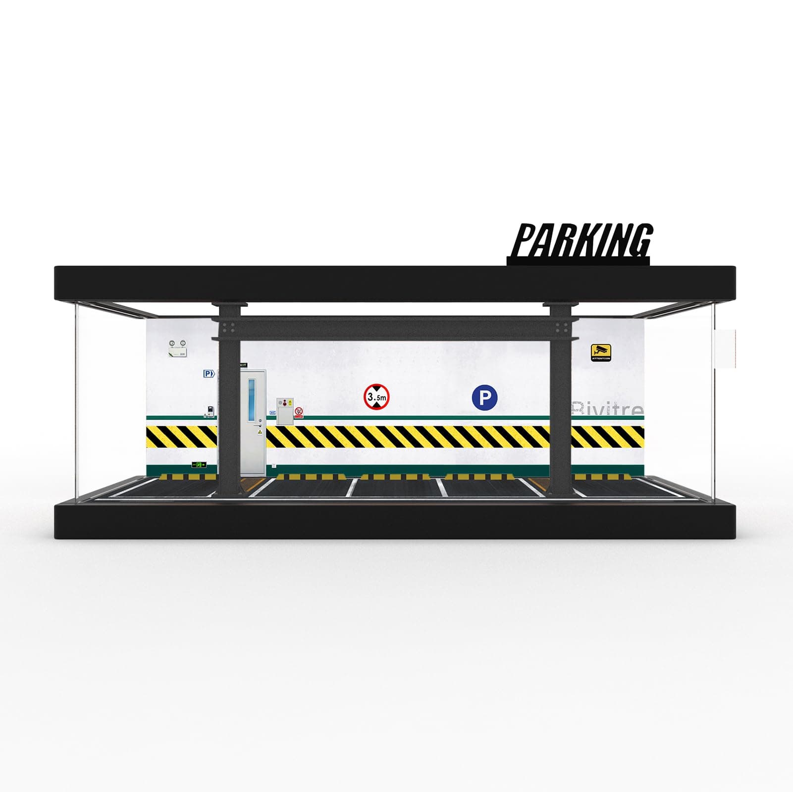 1/64 Diorama Plastic Display Case - Compatible with Hot Wheels Matchbox Mini GT Diecast Cars,for Model Car Display and Storage,Stackable Garage with LED Lights and Acrylic Cover (LM-Green)