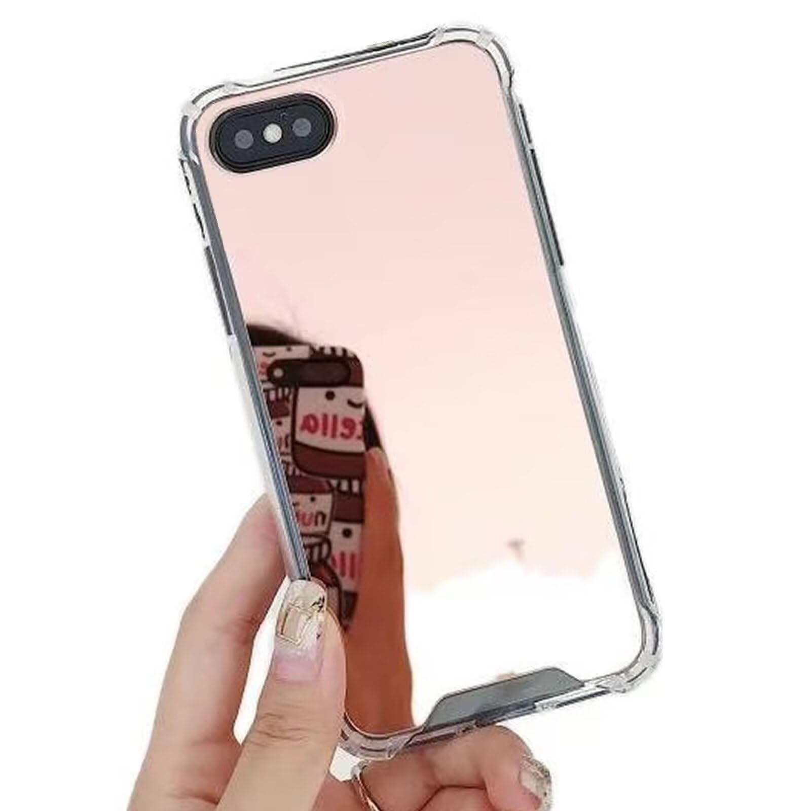 Miagon Mirror Case for iPhone 6S/6,Makeup Mirror Effect Bright Reflection Hard Mirror Back Bumper Rubber Phone Cover for Girls Women