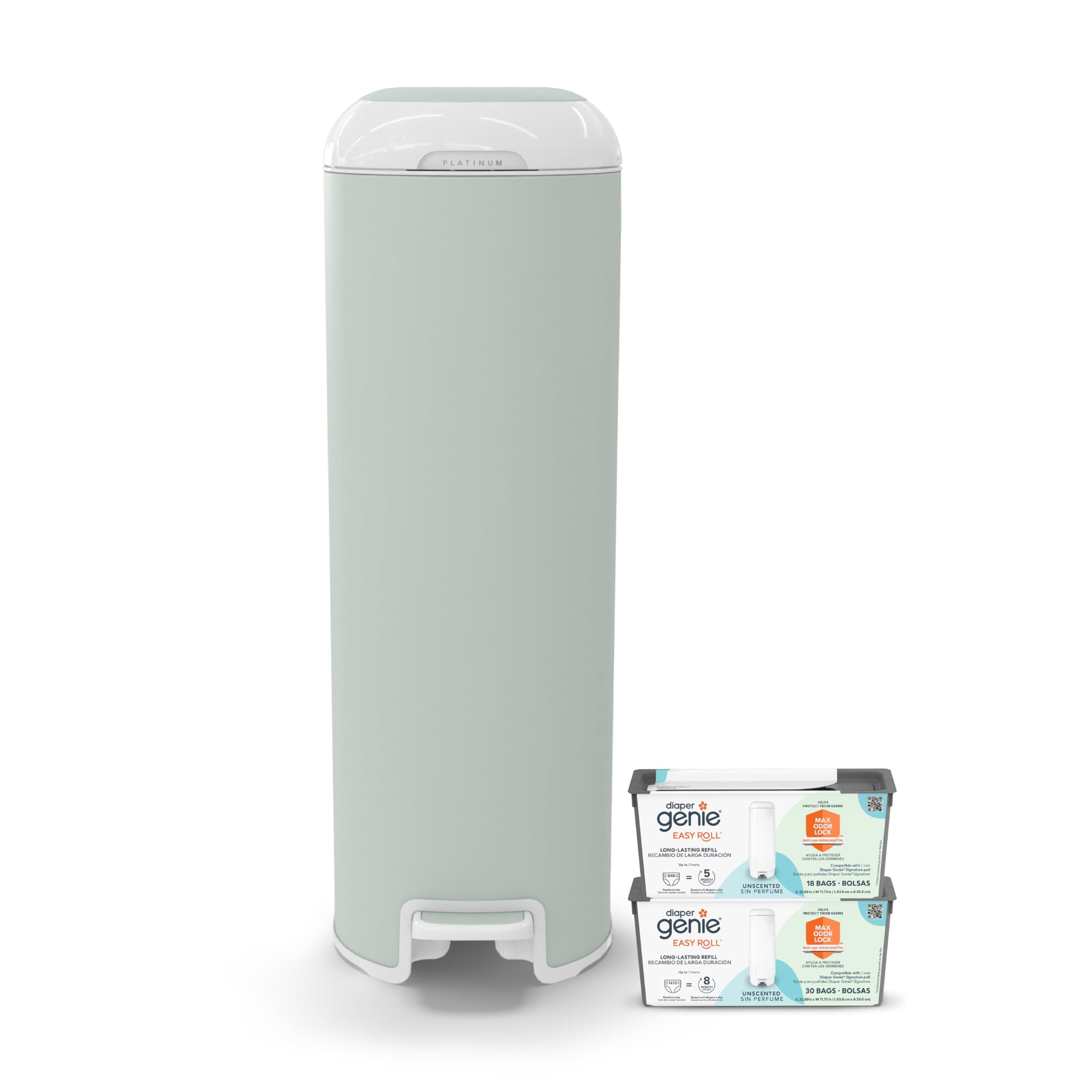 Platinum Pail (Sage Green) + Easy Roll Refill (30 Bags) Bundle