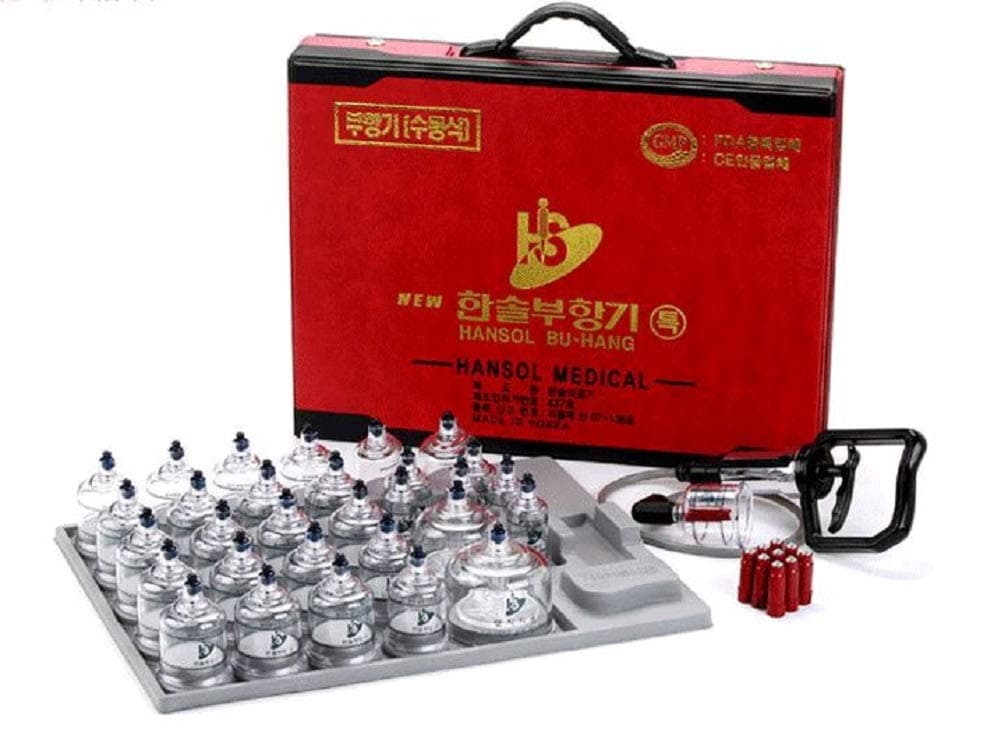 Professional Cupping Therapy Equipment 30 Cups Set with Pumping Handle and Extension Tube & English Manual