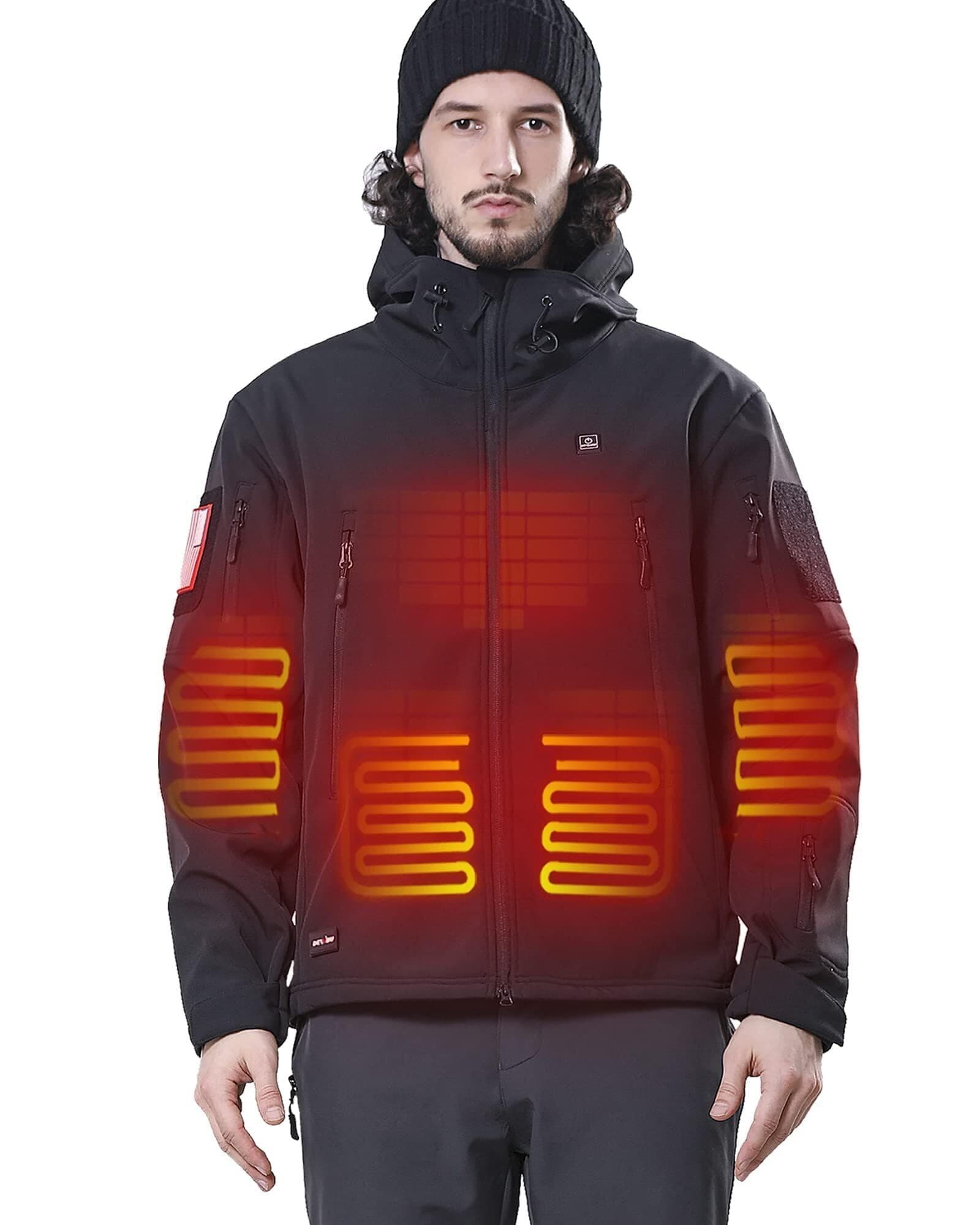 Heated Jacket for Men with 12V Battery Pack Winter Outdoor Soft Shell Electric Heating Coat