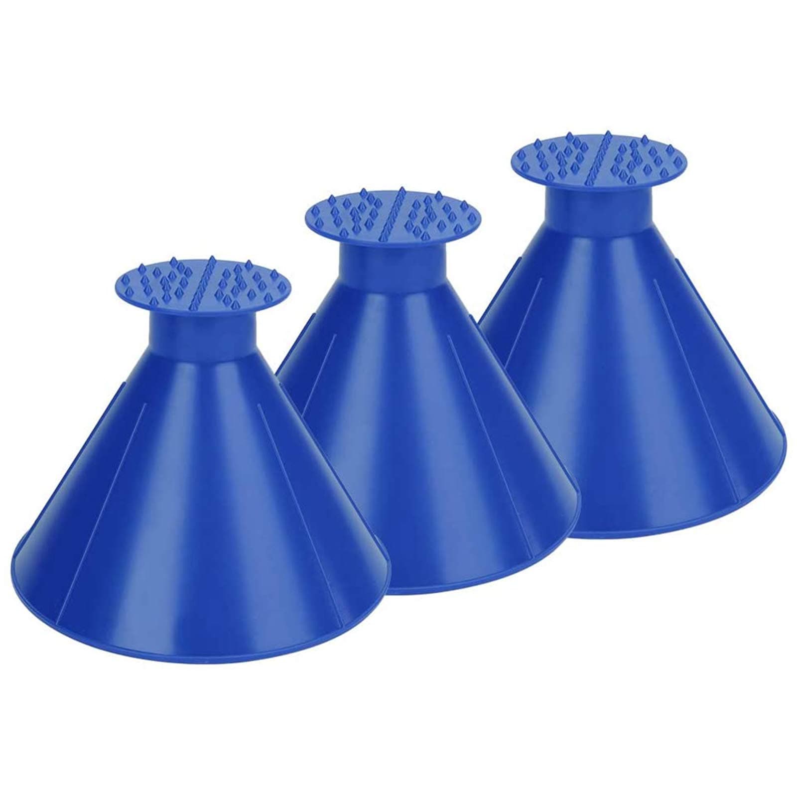 Car Ice Scraper Cone, Magical Car Ice Scraper Round for Windshield, Plastic Funnel Shape Car Ice Scrapers Snow Scraper Frost Snow Removal Tool, 3 Packs,Blue