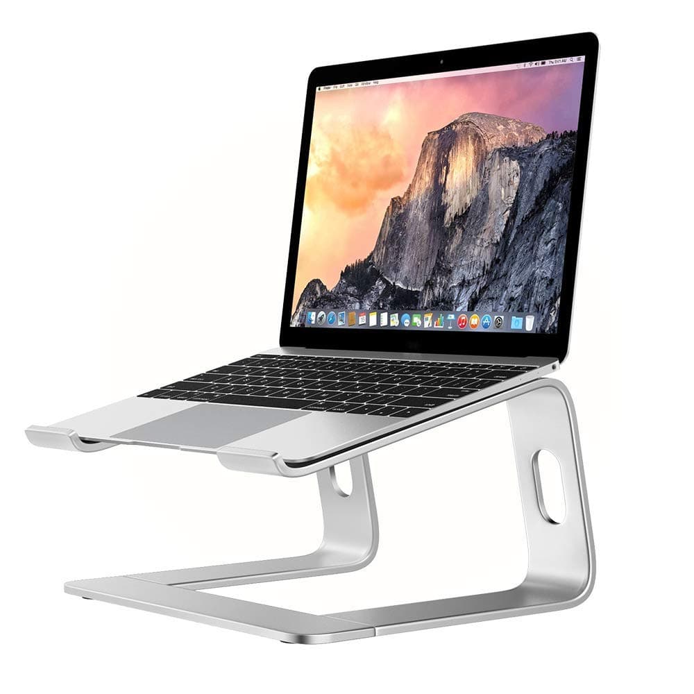GRANDIX Laptop Stand Ventilated Computer Holder Updated Ergonomic Laptop Riser Compatible with MacBook Pro, All Notebooks, HUAWEI Matebook, Lenovo, Samsung, HP, Dell (Silver)