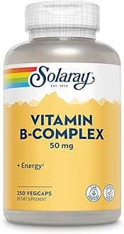 Vitamin B Complex 50 mg - Cellular Energy Vitamins - Metabolism and Nerve Health Support with Vitamin B12, Vitamin B1, B6, Niacin, Folic Acid, Biotin and Other B Vitamins - Vegan, 250 VegCaps