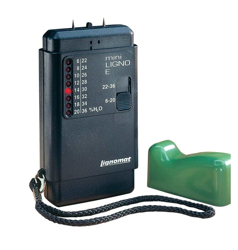 Mini-Ligno E Moisture Meter - Precise 6% to 36% Moisture Detection for Hardwood, Softwood, Veneer, Fiberboard & Hardboard - Easy-Read Red LED Indicator, Non-Destructive Testing Technology