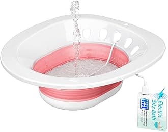 Pochik Electric Sitz Bath, Sitz Bath for Toilet Seat, Hemorrhoids and Postpartum Care Tub, Sits Bath Kit for Women, Automatic Flushing, Collapsible, Unisex