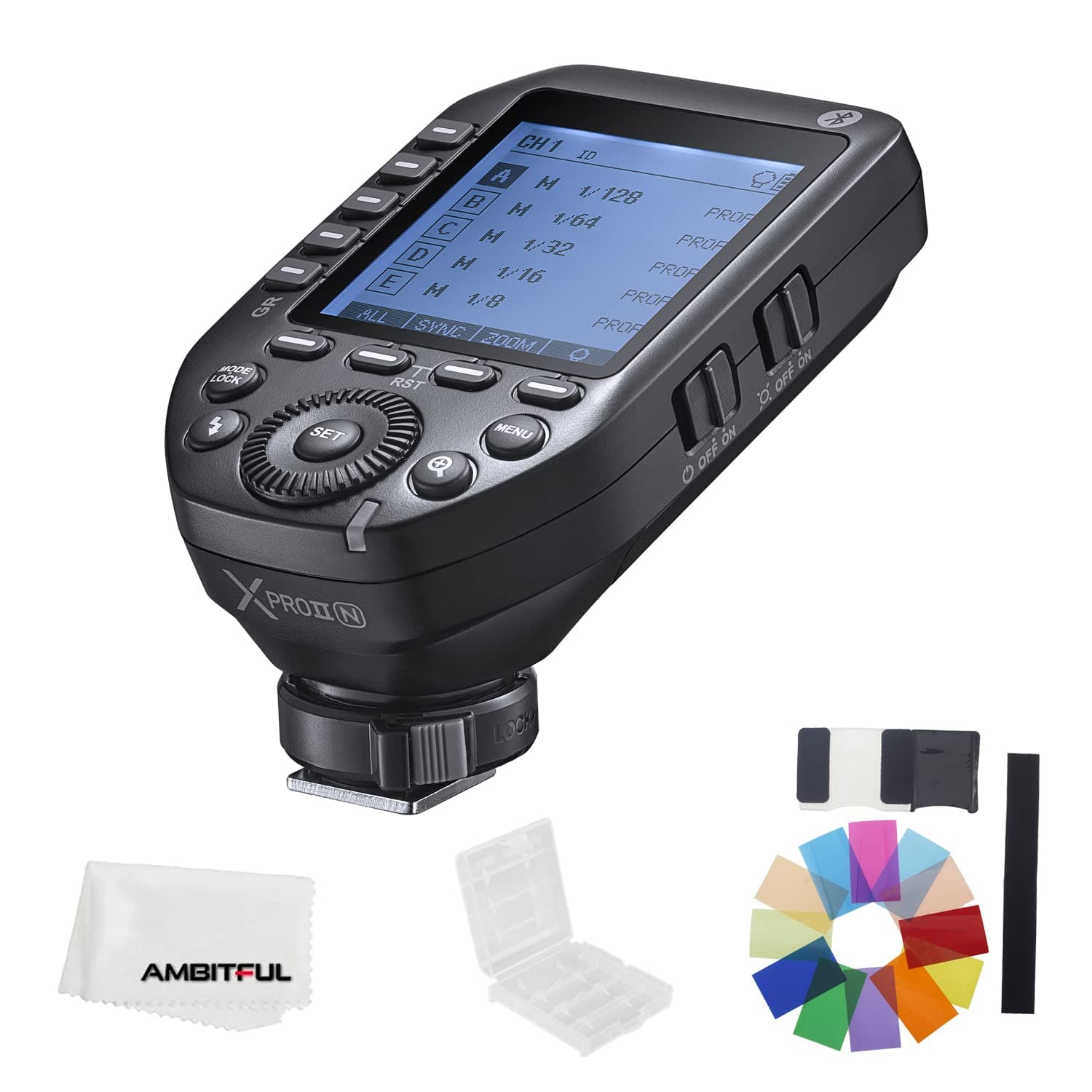 - GODOX XproII-N 2.4G TTL Wireless Flash Trigger XProIIN Trigger Autoflash 1/8000s HSS Large LCD Screen 32 Channels 16 Groups Replacement for Nikon Cameras